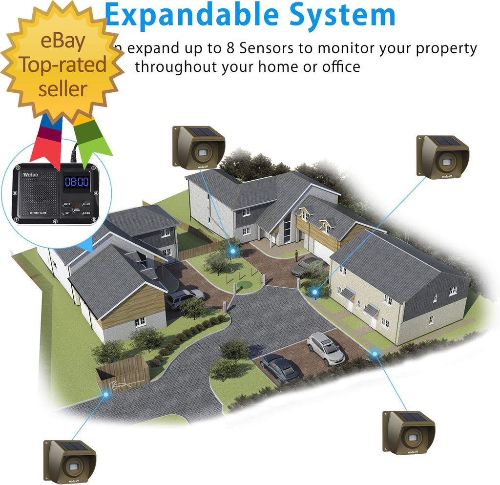 Solar Driveway Alarm Wireless outside 1800Ft Range Outdoor Motion Sensor