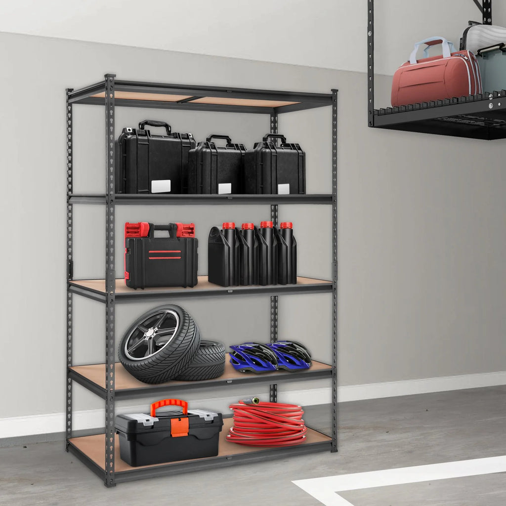 VEVOR Heavy-Duty 5-Tier Adjustable Metal Storage Shelving Unit, 2000 lbs Capacity, Utility Rack for Garage, Kitchen, Pantry, Basement, Bathroom, and Laundry, Black, 48" L x 24" W x 72" H