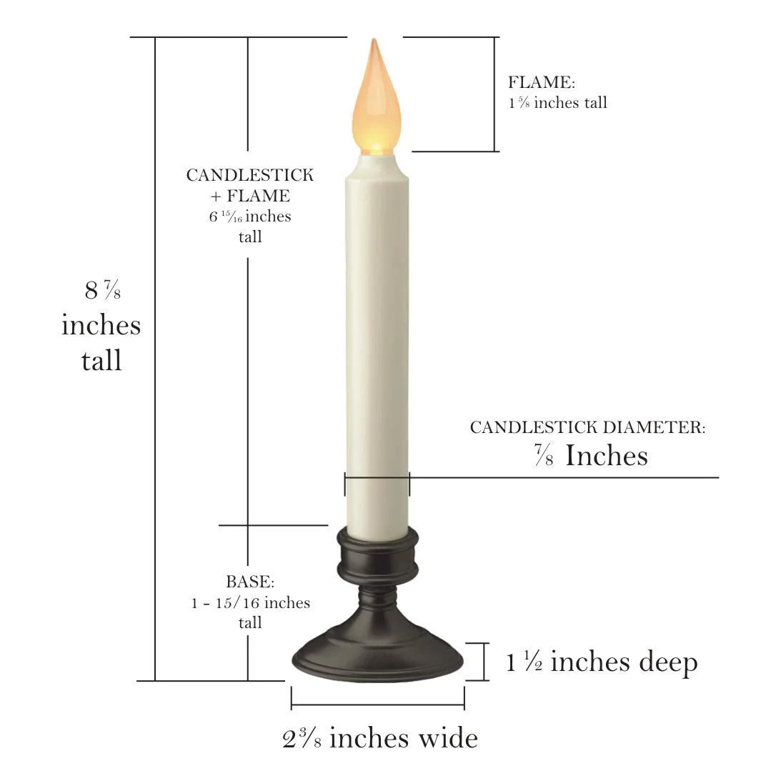 Battery-Operated LED Window Candles with Dusk to Dawn Sensor, Aged Bronze Base, Amber Flickering Flame - Set of 4