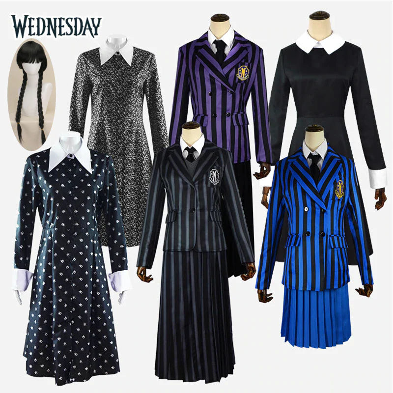 Wednesday Addams Nevermore Academy Cosplay Costume Set for Students - Unisex School Uniform Outfit