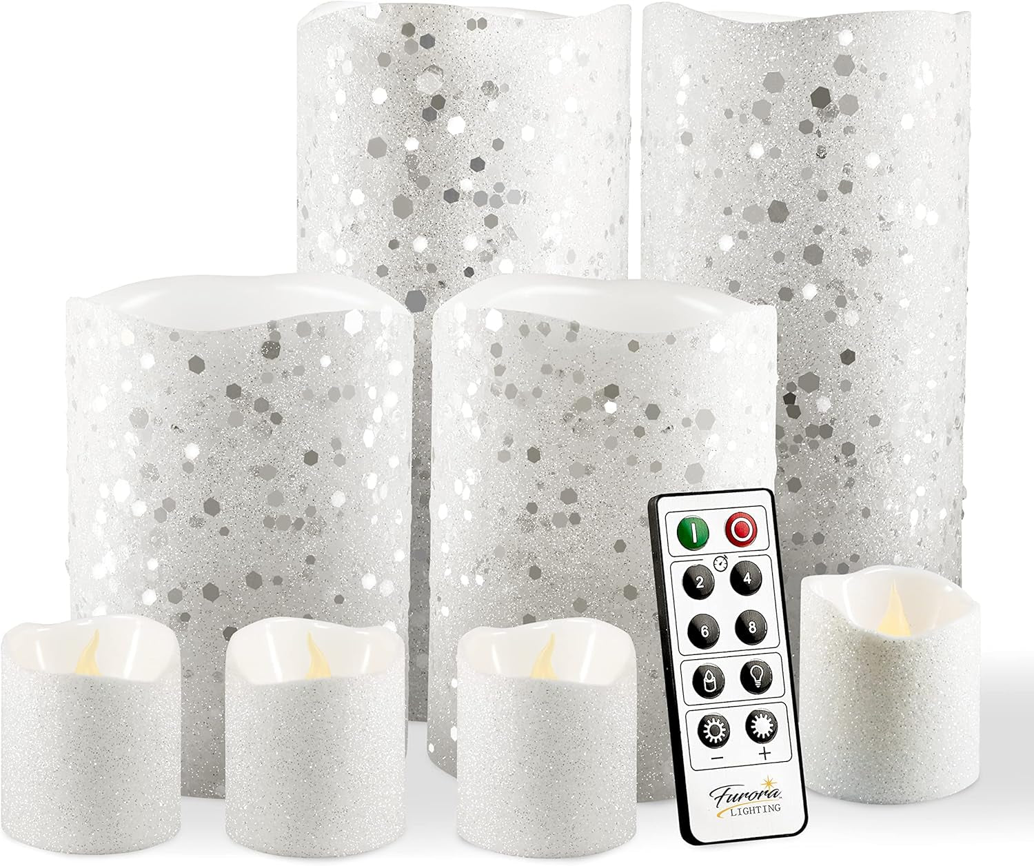 Ivory Real Wax Flameless Candle Set with Remote and Timer, Includes 4 Pillars and 4 Votives, Ideal for Home Décor, Batteries Included