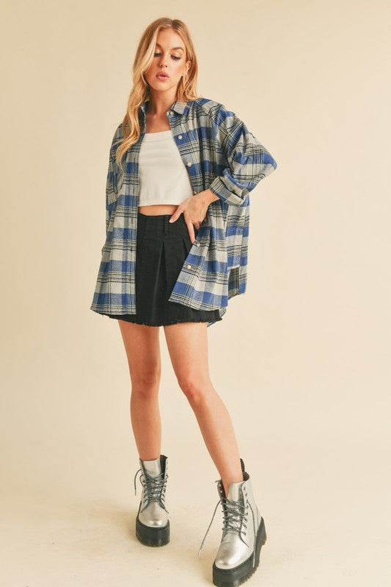 Jocia Plaid Flannel Button-Up Shirt