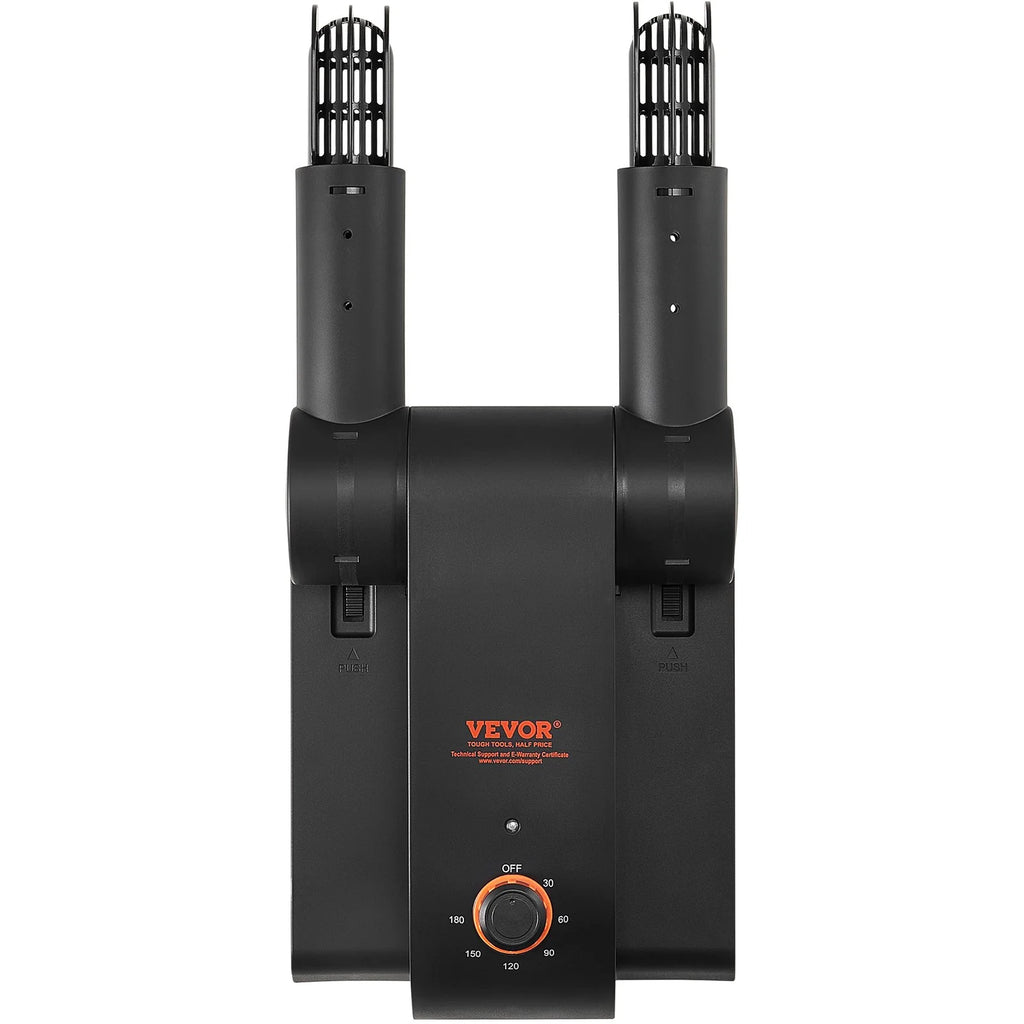 VEVOR 180° Foldable Dual-Tube Shoe and Boot Dryer with Heat Blower - Ultra Silent Quick Drying Solution for Work Boots, Ski Boots, Sneakers, Gloves, Hats, and Helmets in Black and Orange
