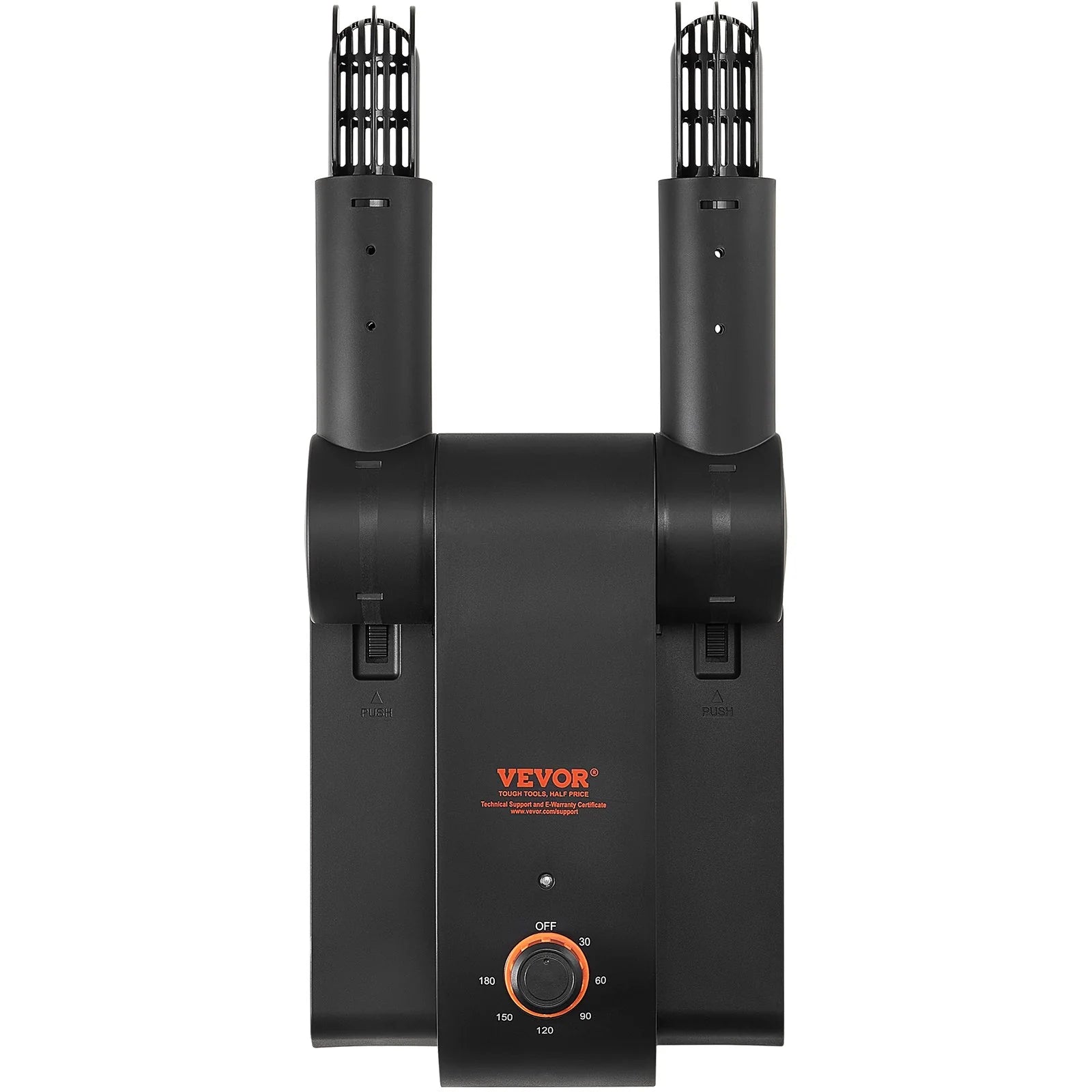 VEVOR 180° Foldable Dual-Tube Shoe and Boot Dryer with Heat Blower - Ultra Silent Quick Drying Solution for Work Boots, Ski Boots, Sneakers, Gloves, Hats, and Helmets in Black and Orange