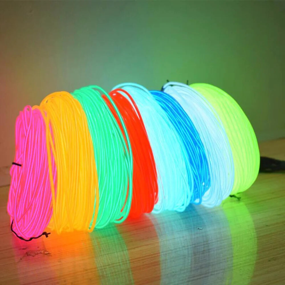 Neon LED EL Wire String Light with Controller for Decorative Use in Cars and Events