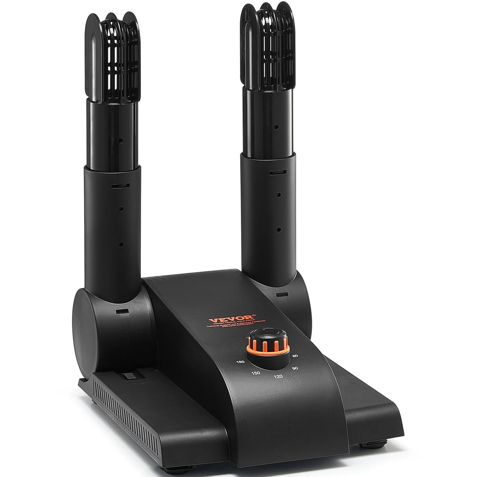 VEVOR 180° Foldable Dual-Tube Shoe and Boot Dryer with Heat Blower - Ultra Silent Quick Drying Solution for Work Boots, Ski Boots, Sneakers, Gloves, Hats, and Helmets in Black and Orange