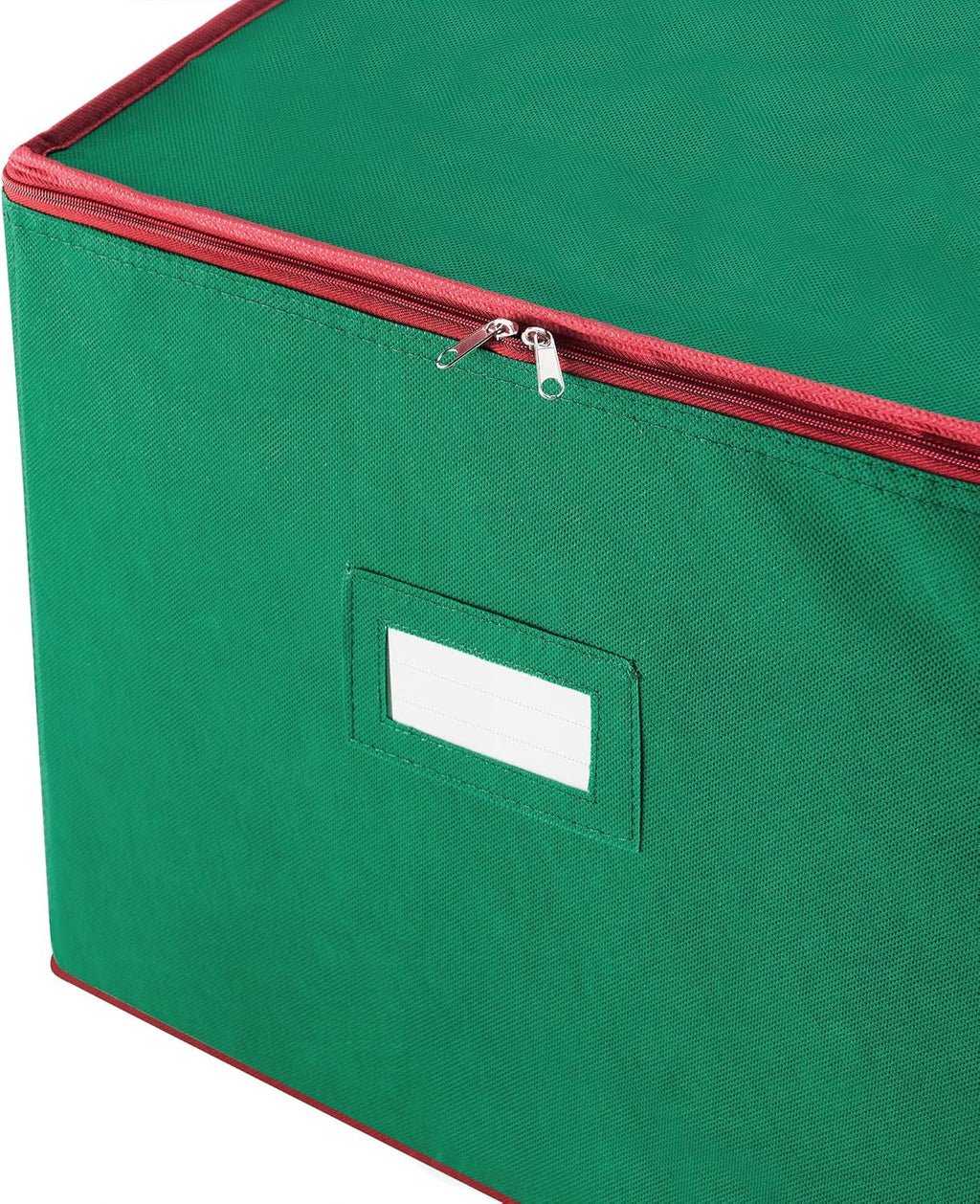 Christmas Storage Box with Zip Top - Large Capacity for Up to 75 Ornaments - Green
