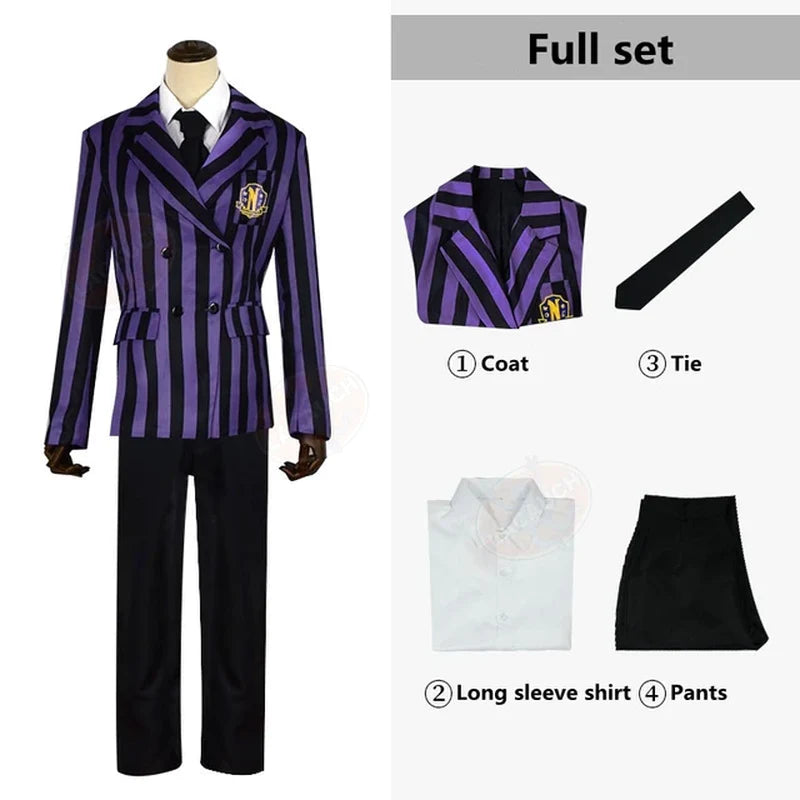 Wednesday Addams Nevermore Academy Cosplay Costume Set for Students - Unisex School Uniform Outfit