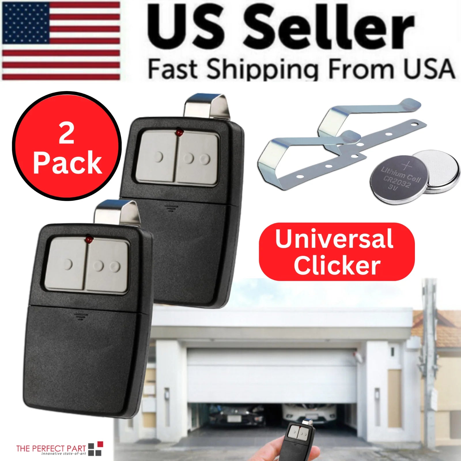 Universal Clicker 375LM 375UT KLIK1U Garage Door Opener Remote - Pack of 2