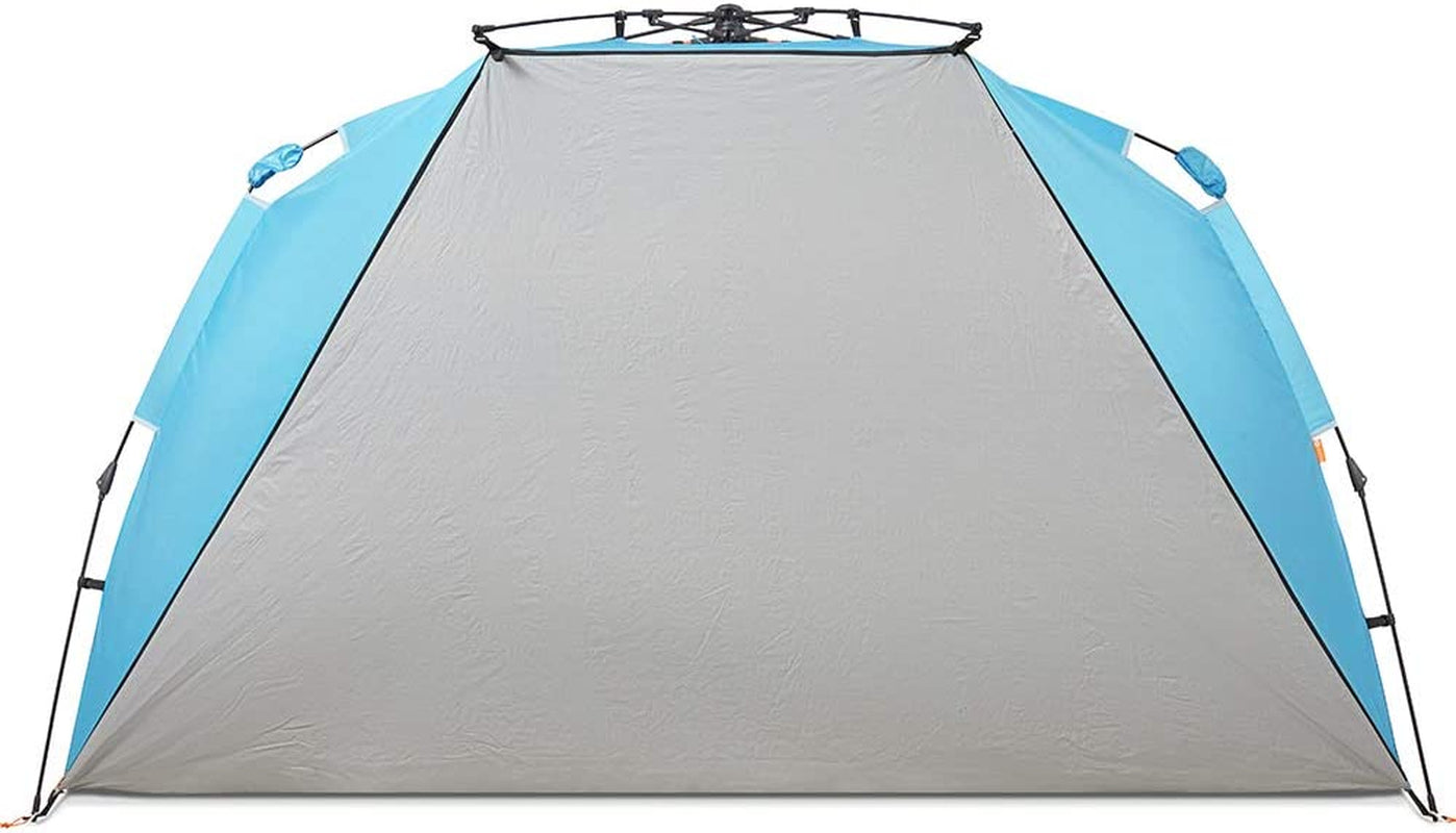 Instant Shader Dark Shelter XL Beach Tent - 99" Wide Sun Shelter for 4-6 Persons with UPF 50+ and Extended Zippered Porch in Pacific Blue
