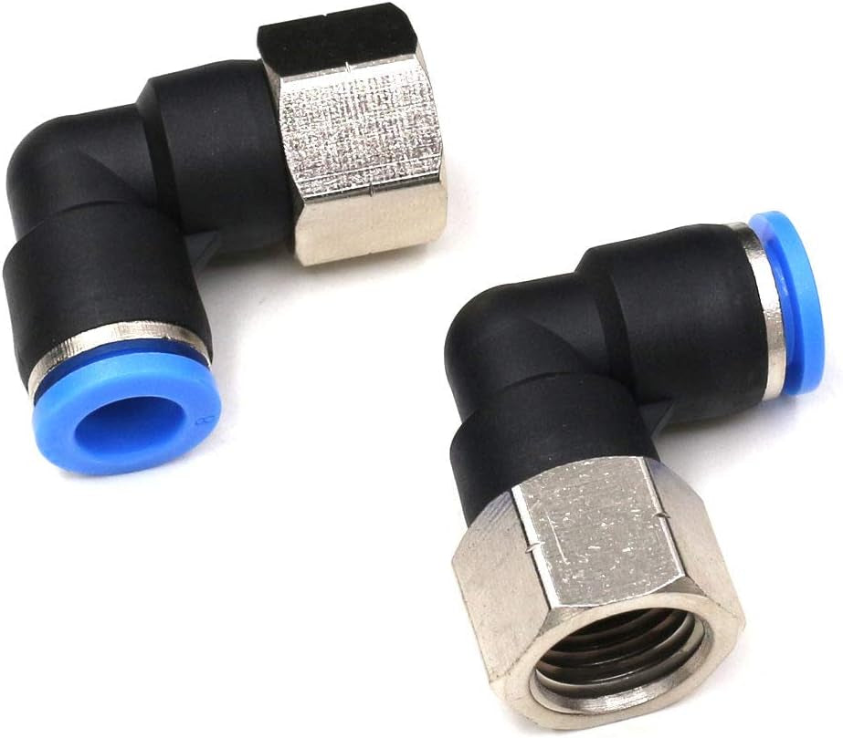 3/8" Elbow Male Push-to-Connect Air Fittings - 90 Degree Pneumatic Connectors for 1/4" Tubing OD and 3/8" NPT Thread, Pack of 5