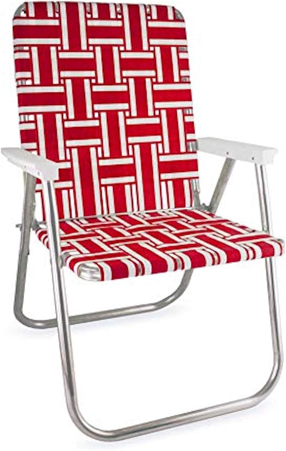 Folding Aluminum Outdoor Patio Chair | Durable Webbed Design for Camping, Sports, Beach, Yard & Tailgating | Lightweight and Portable | Classic Green/Yellow Color