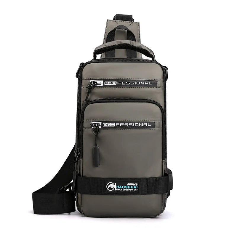 Men's Waterproof Nylon Crossbody Bag with USB Charging Port - Multifunctional Outdoor Travel Daypack and Casual Messenger Chest Bag