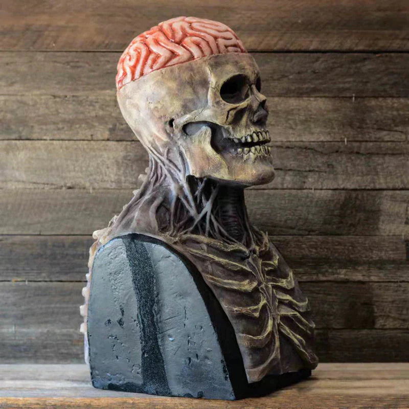 3D Realistic Full Head Skull Mask with Movable Jaw - Latex Skeleton Mask for Halloween and Masquerade Events