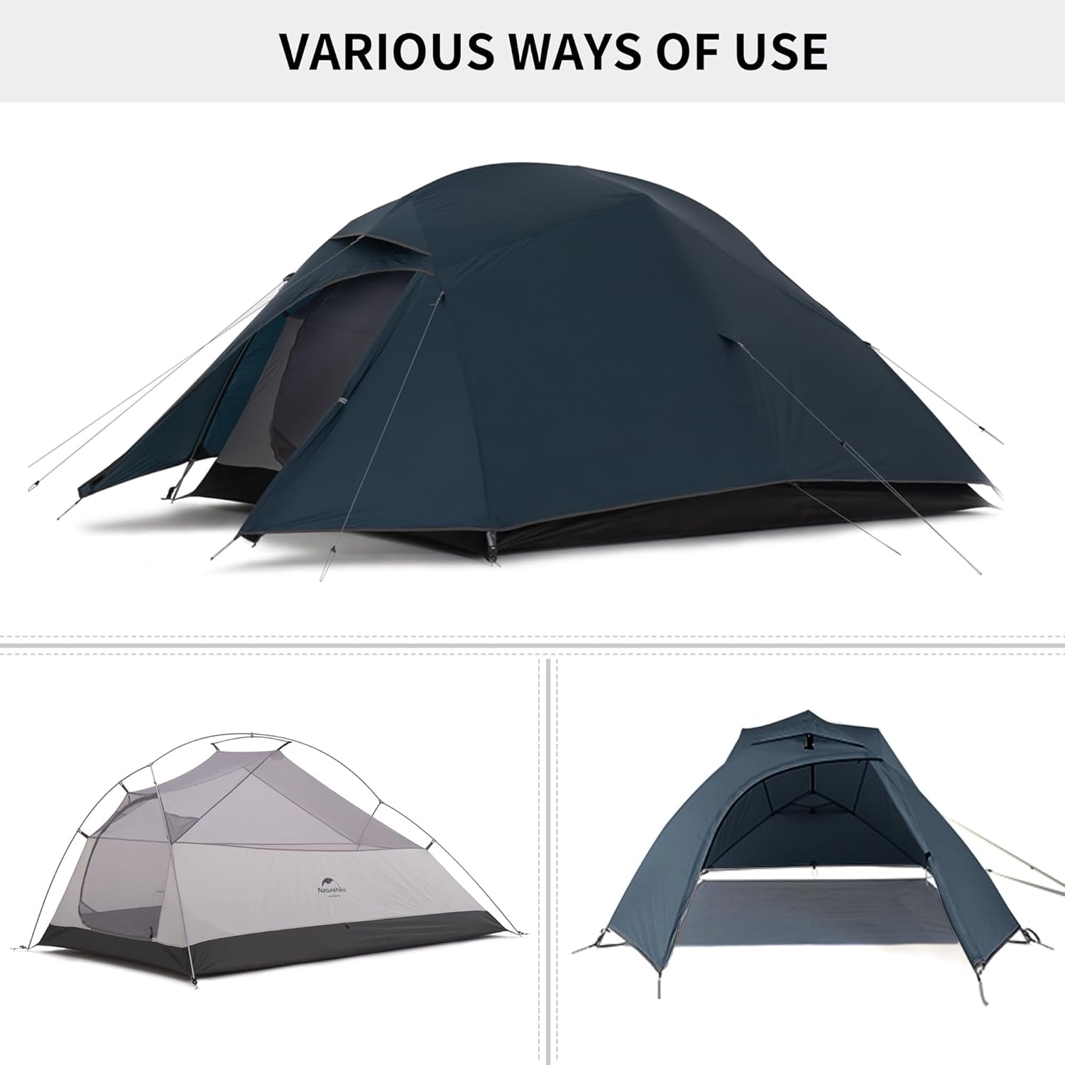 Cloud-Up 3-Person Lightweight Backpacking Tent with Footprint - 3-Season Freestanding Dome for Camping and Hiking, Waterproof Design