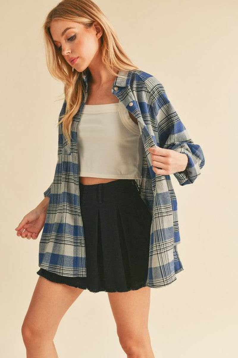 Jocia Plaid Flannel Button-Up Shirt