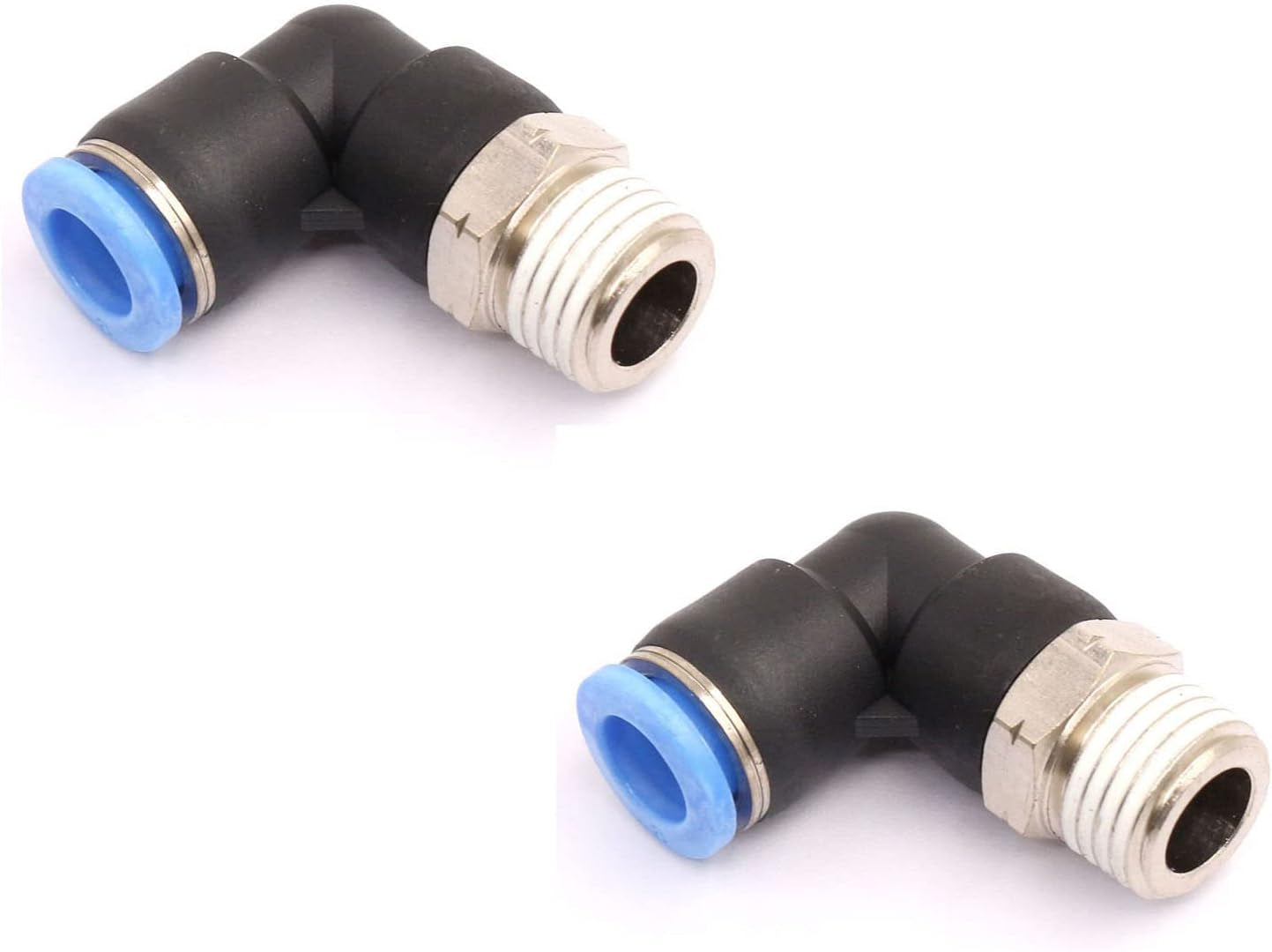 3/8" Elbow Male Push-to-Connect Air Fittings - 90 Degree Pneumatic Connectors for 1/4" Tubing OD and 3/8" NPT Thread, Pack of 5