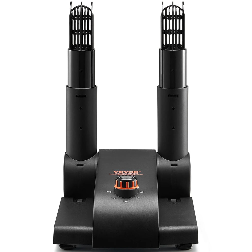 VEVOR 180° Foldable Dual-Tube Shoe and Boot Dryer with Heat Blower - Ultra Silent Quick Drying Solution for Work Boots, Ski Boots, Sneakers, Gloves, Hats, and Helmets in Black and Orange