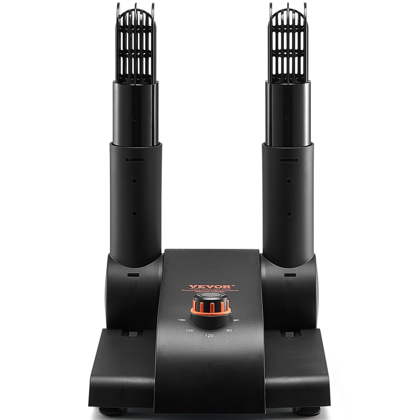VEVOR 180° Foldable Dual-Tube Shoe and Boot Dryer with Heat Blower - Ultra Silent Quick Drying Solution for Work Boots, Ski Boots, Sneakers, Gloves, Hats, and Helmets in Black and Orange