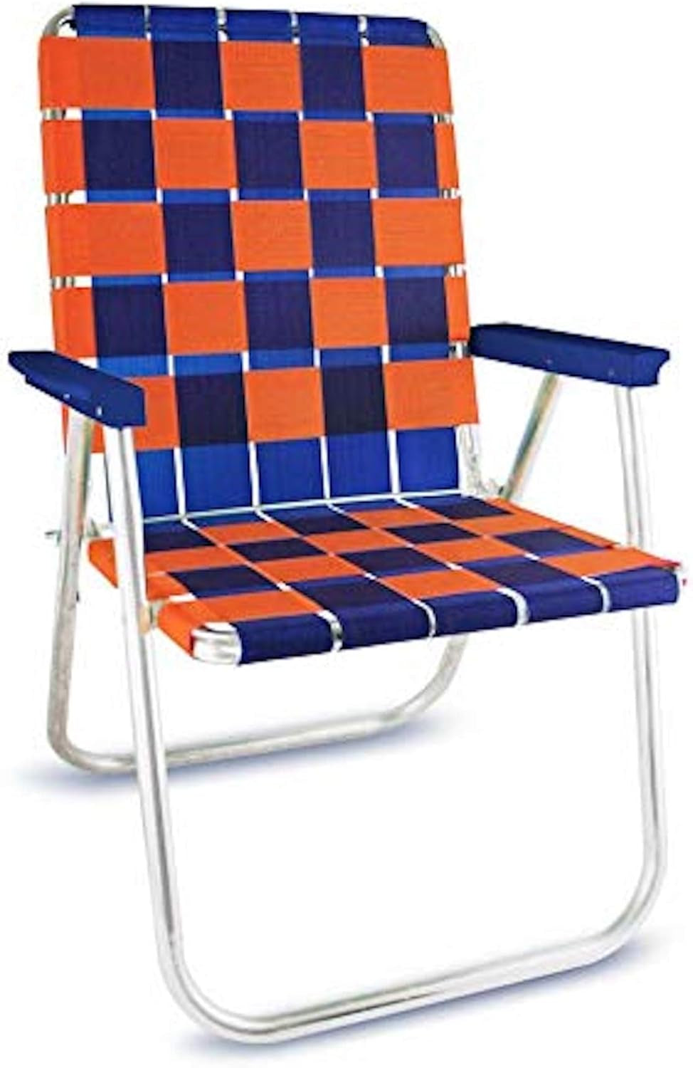 Folding Aluminum Outdoor Patio Chair | Durable Webbed Design for Camping, Sports, Beach, Yard & Tailgating | Lightweight and Portable | Classic Green/Yellow Color