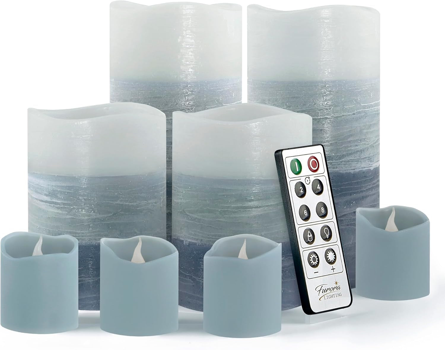 Ivory Real Wax Flameless Candle Set with Remote and Timer, Includes 4 Pillars and 4 Votives, Ideal for Home Décor, Batteries Included