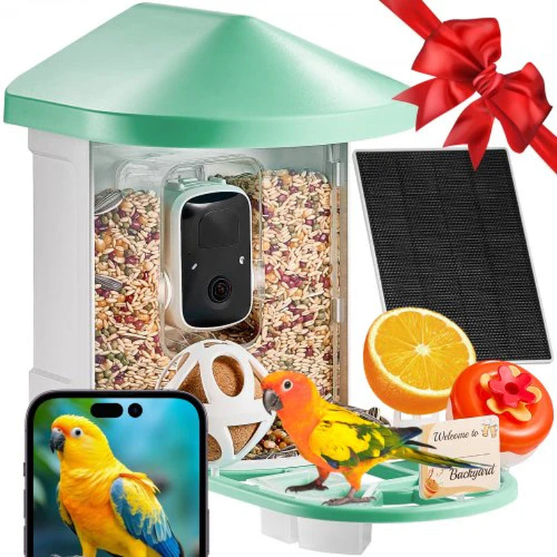 VEVOR Intelligent Bird Feeder with 2K HD Camera and AI Bird Species Recognition for Automatic Capture