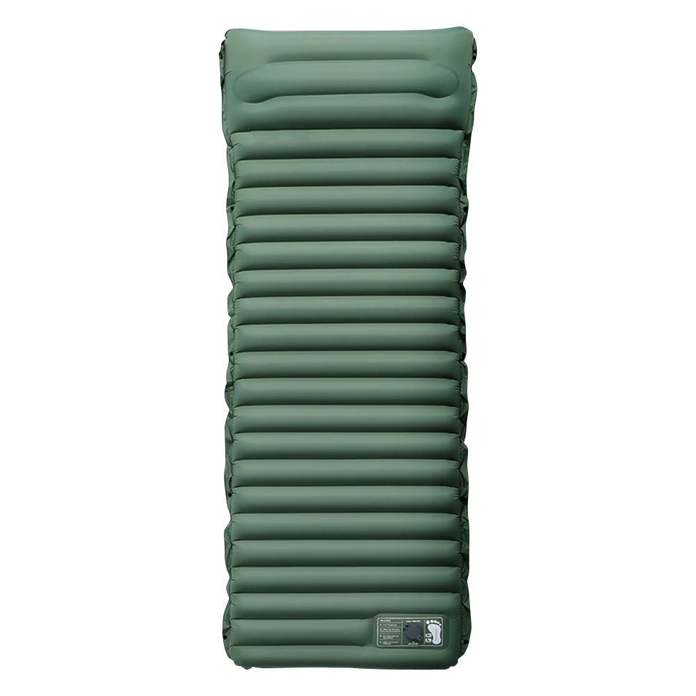 10cm Self-Inflating Ultralight Camping Sleeping Mat with Foot Pump and Pillow - Waterproof Air Mattress for Outdoor Use