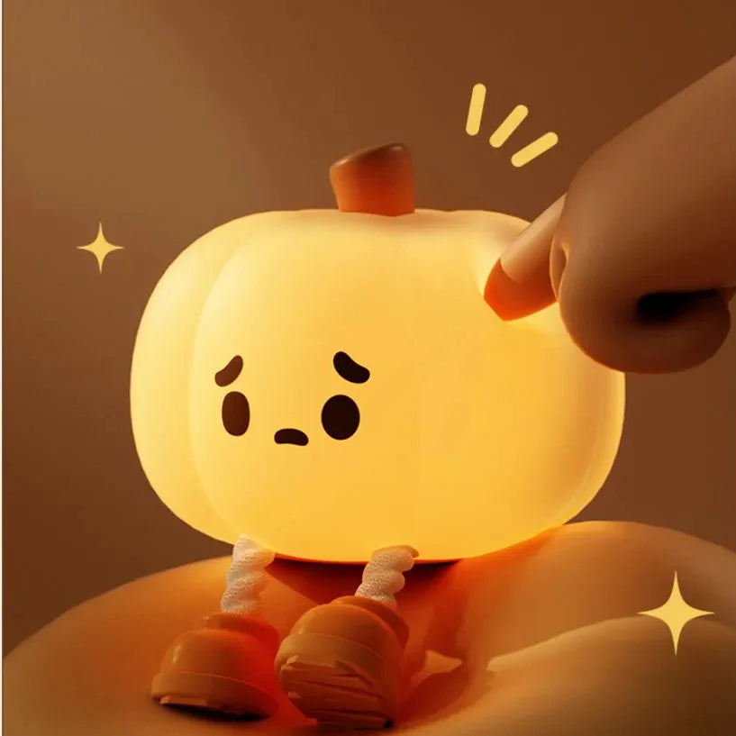 Halloween Pumpkin Night Light - Soft Silicone Touch Dimmable Rechargeable Lamp for Kids' Bedroom Decor and Holiday Decorations