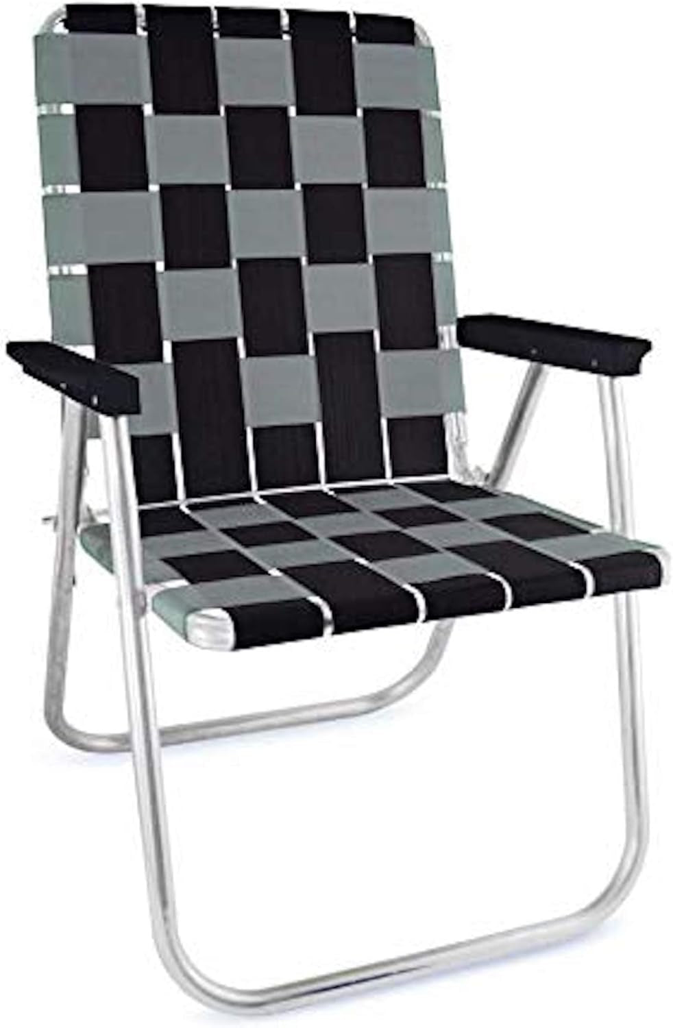 Folding Aluminum Outdoor Patio Chair | Durable Webbed Design for Camping, Sports, Beach, Yard & Tailgating | Lightweight and Portable | Classic Green/Yellow Color