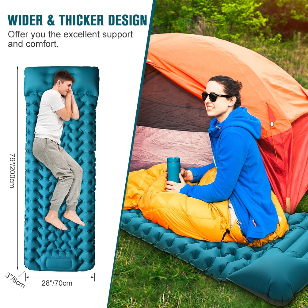 Uarter Inflatable Sleeping Pad - 79 x 28 Inch Waterproof Camping Mattress for Backpacking, Hiking, and Travel - Blue