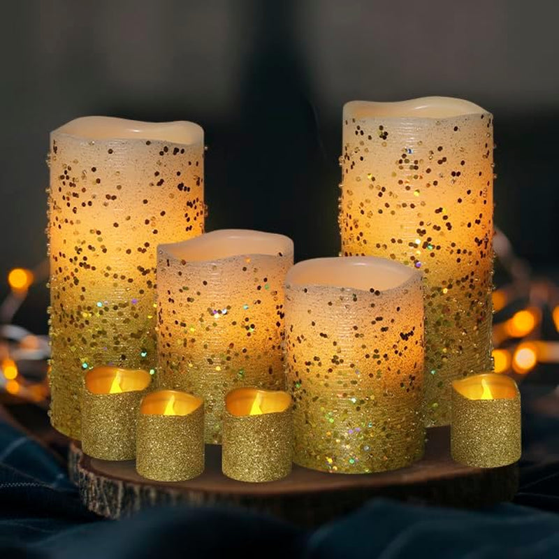 Ivory Real Wax Flameless Candle Set with Remote and Timer, Includes 4 Pillars and 4 Votives, Ideal for Home Décor, Batteries Included