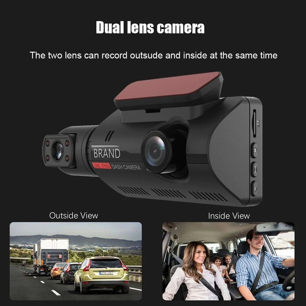 1080P Dual Lens Car Dash Cam with G-Sensor and Front/Interior Cameras