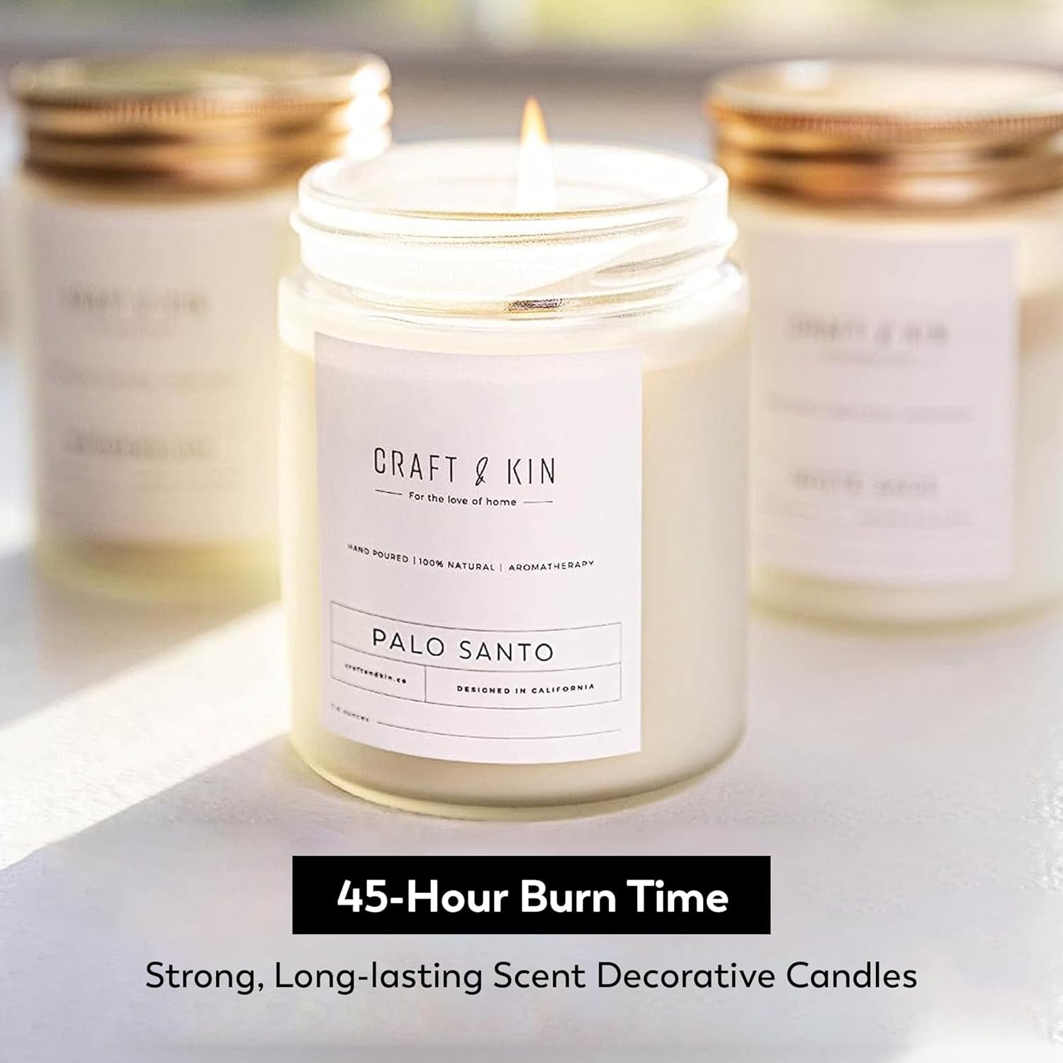 Palo Santo Fall Scented Candle | 8 oz | 45-Hour Burn Time | Classic Soy Woodwick | Natural Soy | Ideal Gifts for Men and Women