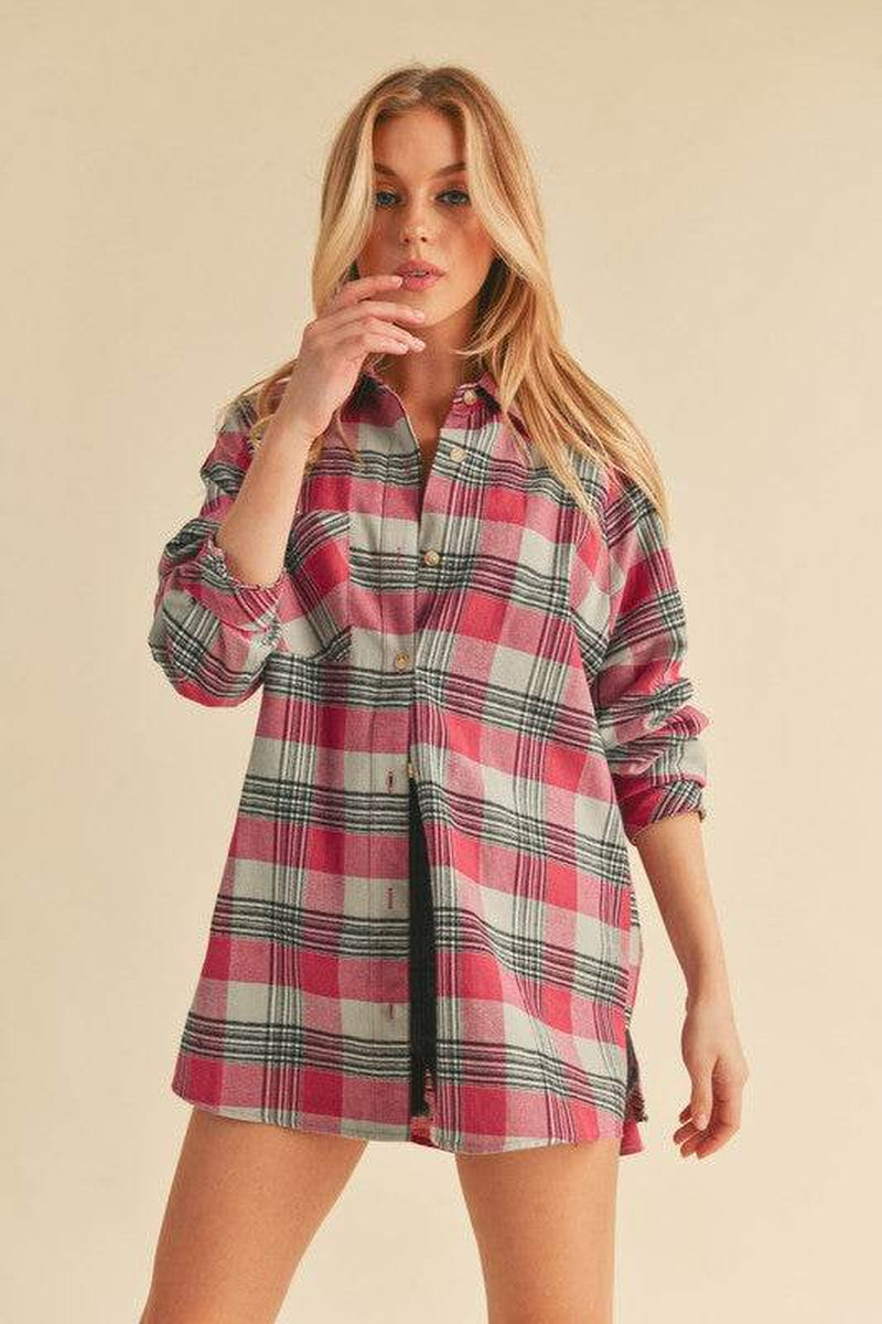 Jocia Plaid Flannel Button-Up Shirt