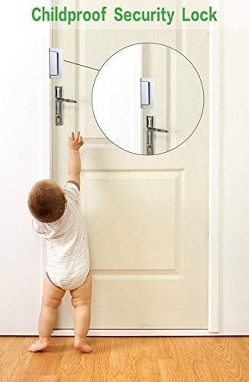 2-Pack Door Reinforcement Locks with 8 Screws, Childproof Home Security Lock, Night Lock Capable of Withstanding 800 lbs, Silver Finish