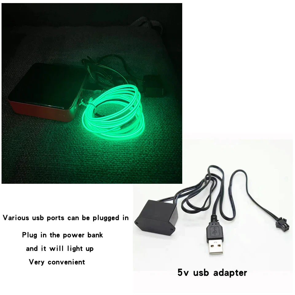 Neon LED EL Wire String Light with Controller for Decorative Use in Cars and Events