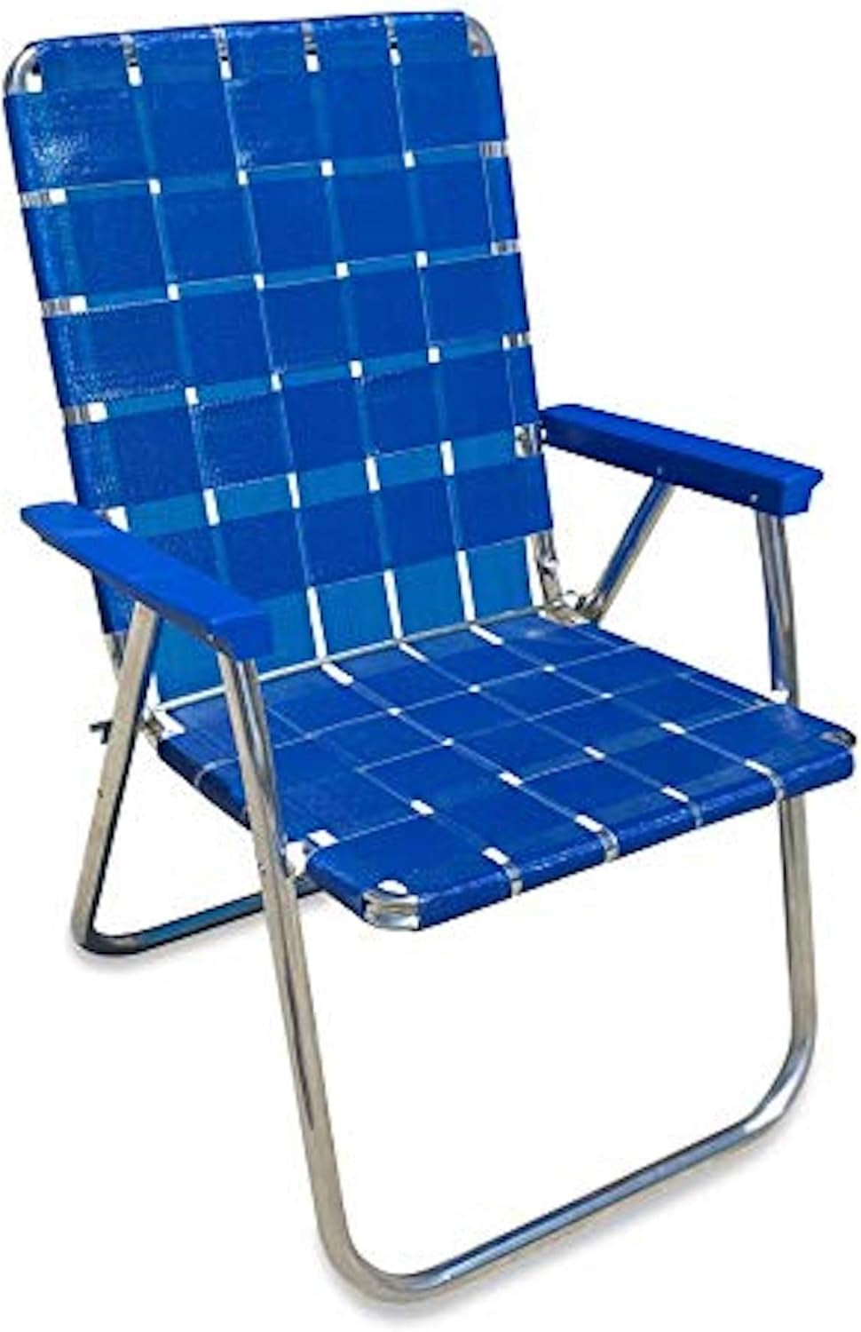 Folding Aluminum Outdoor Patio Chair | Durable Webbed Design for Camping, Sports, Beach, Yard & Tailgating | Lightweight and Portable | Classic Green/Yellow Color