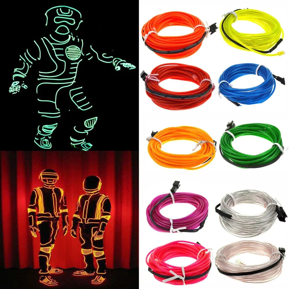 Neon LED EL Wire String Light with Controller for Decorative Use in Cars and Events
