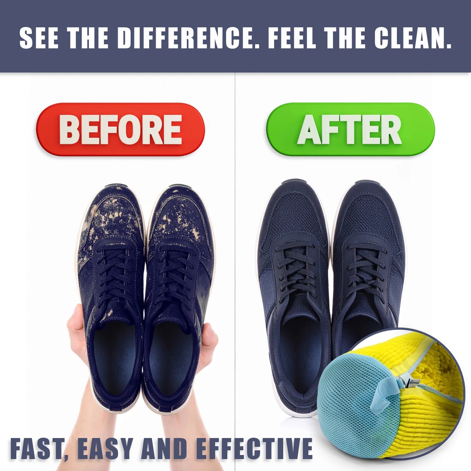 Set of 4 Reusable Shoe Washing Machine Bags with Zipper Lock - Laundry Bags for Washer and Dryer