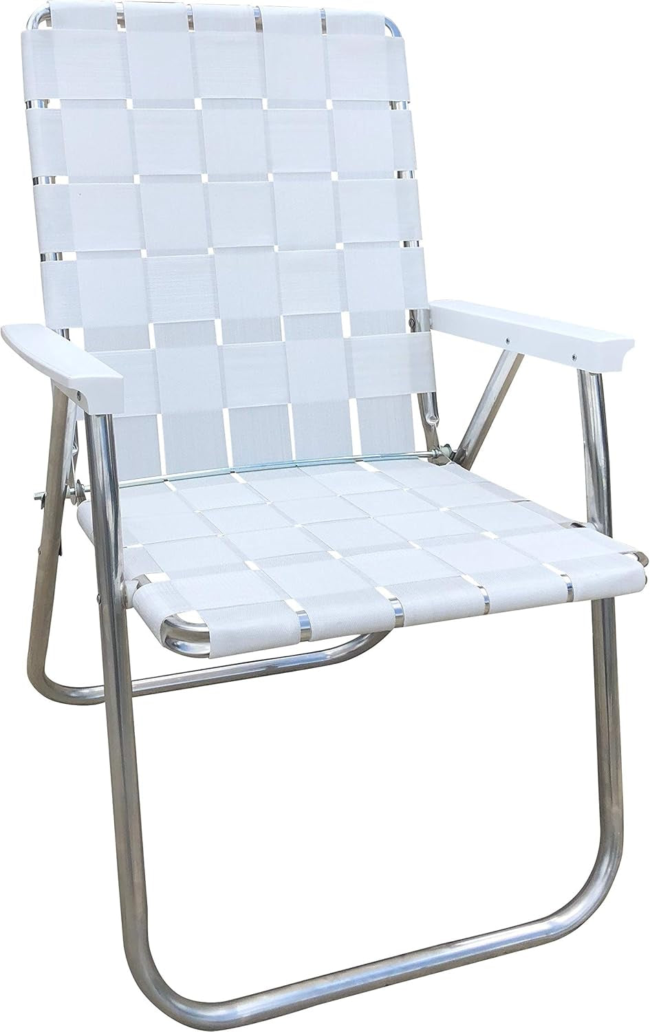 Folding Aluminum Outdoor Patio Chair | Durable Webbed Design for Camping, Sports, Beach, Yard & Tailgating | Lightweight and Portable | Classic Green/Yellow Color