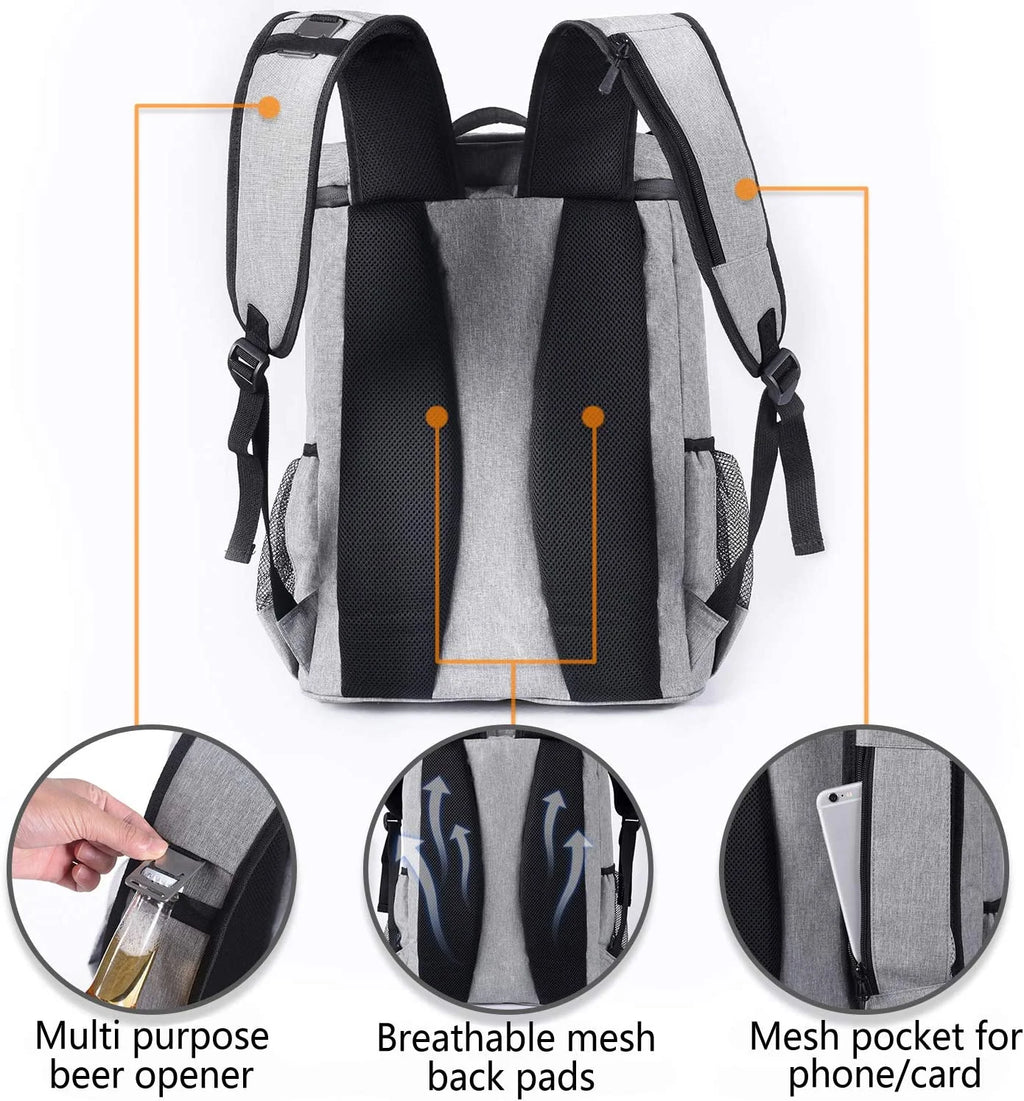 Leakproof Insulated Waterproof Backpack Cooler - Lightweight Soft Cooler Bag for Men and Women, Ideal for Work, Lunch, Picnics, Camping, and Hiking, Holds 30 Cans