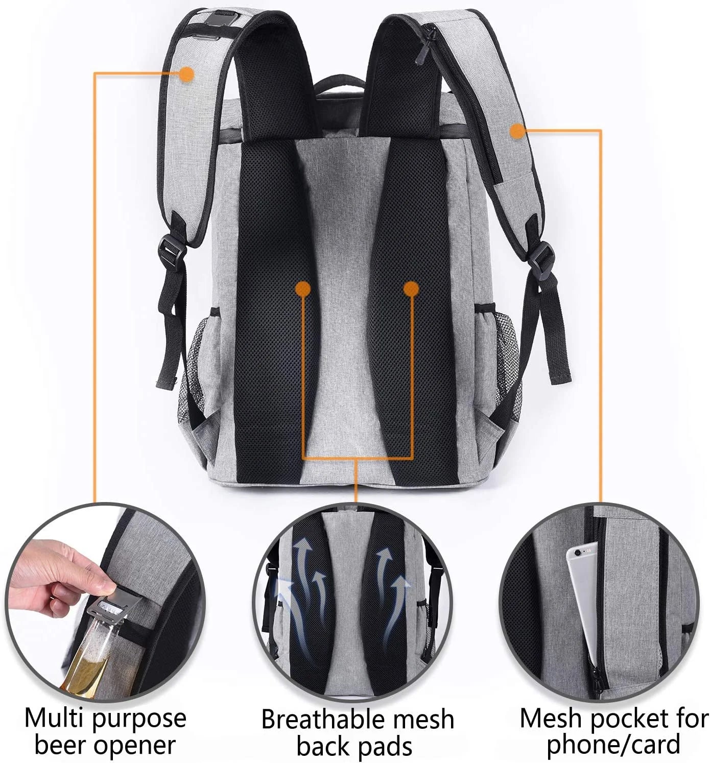 Leakproof Insulated Waterproof Backpack Cooler - Lightweight Soft Cooler Bag for Men and Women, Ideal for Work, Lunch, Picnics, Camping, and Hiking, Holds 30 Cans