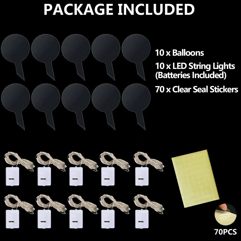 20-Inch LED Illuminated Bobo Balloons with Colorful String Lights - Available in 10, 20, or 30 Pack for Birthday, Wedding, and Christmas Party Decorations