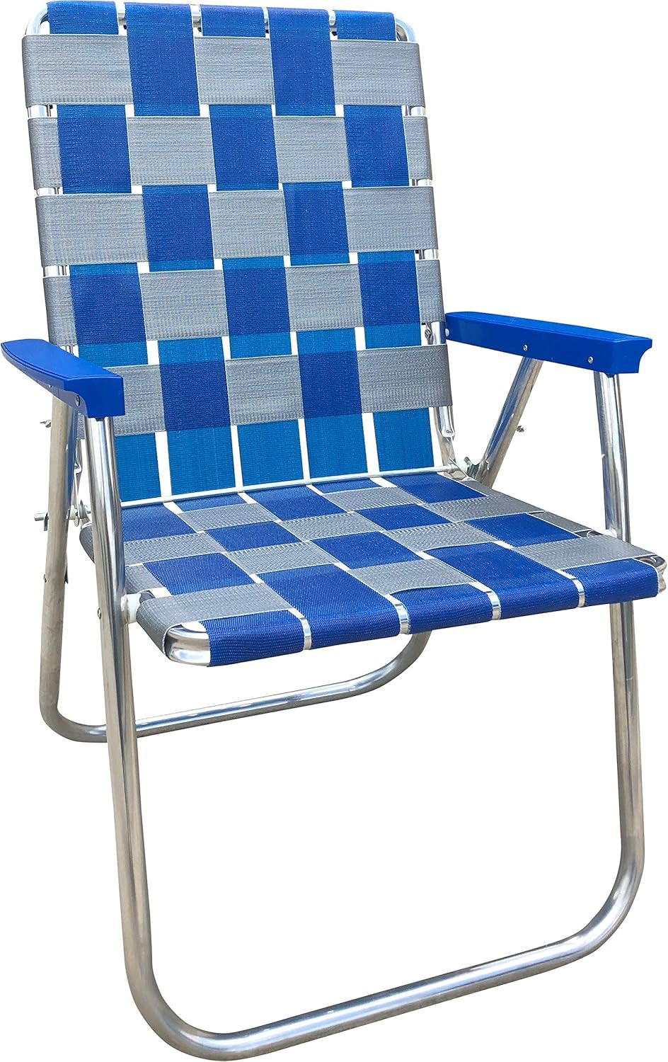 Folding Aluminum Outdoor Patio Chair | Durable Webbed Design for Camping, Sports, Beach, Yard & Tailgating | Lightweight and Portable | Classic Green/Yellow Color