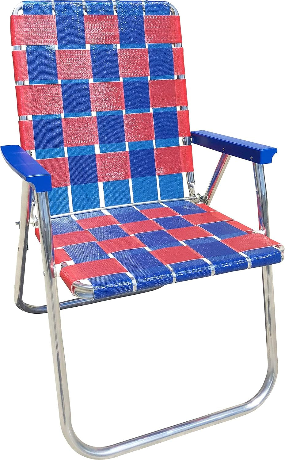 Folding Aluminum Outdoor Patio Chair | Durable Webbed Design for Camping, Sports, Beach, Yard & Tailgating | Lightweight and Portable | Classic Green/Yellow Color
