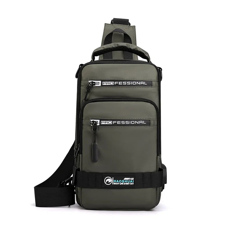 Men's Waterproof Nylon Crossbody Bag with USB Charging Port - Multifunctional Outdoor Travel Daypack and Casual Messenger Chest Bag