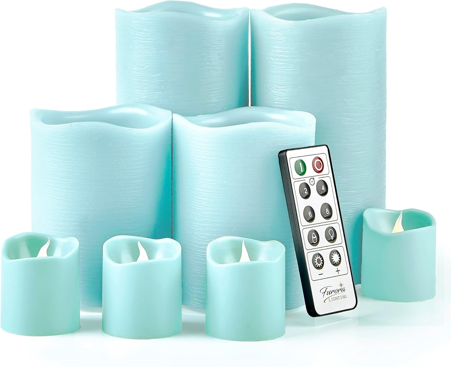 Ivory Real Wax Flameless Candle Set with Remote and Timer, Includes 4 Pillars and 4 Votives, Ideal for Home Décor, Batteries Included