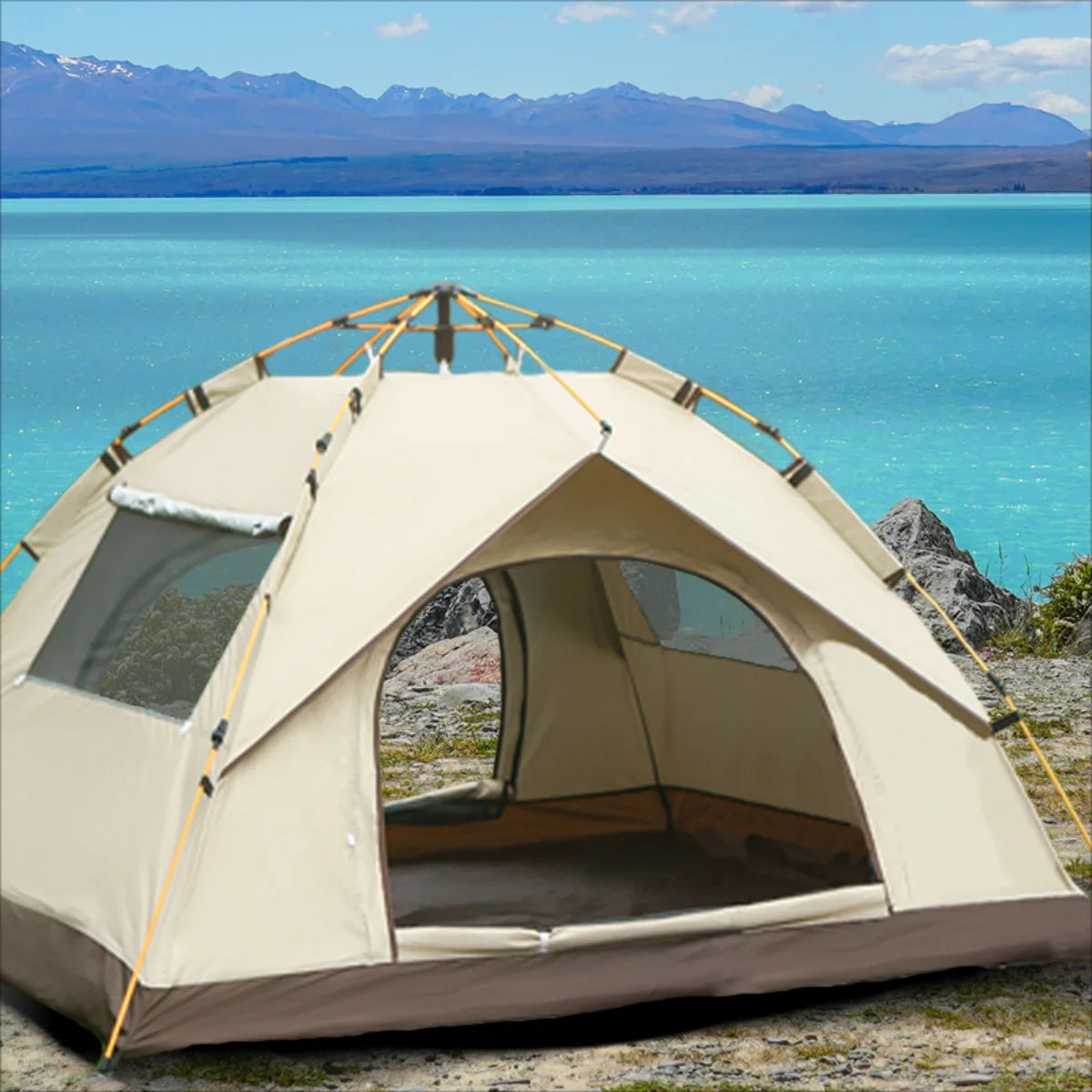 Professional Outdoor Sunshade Camping Tent with Dual Entrances and Windows for Self-Driving Adventures