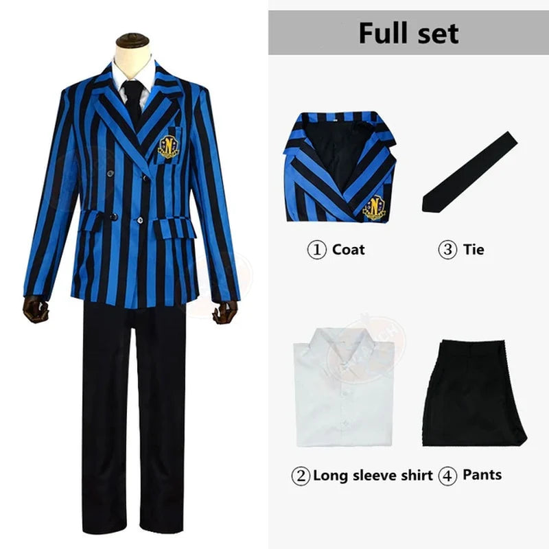 Wednesday Addams Nevermore Academy Cosplay Costume Set for Students - Unisex School Uniform Outfit