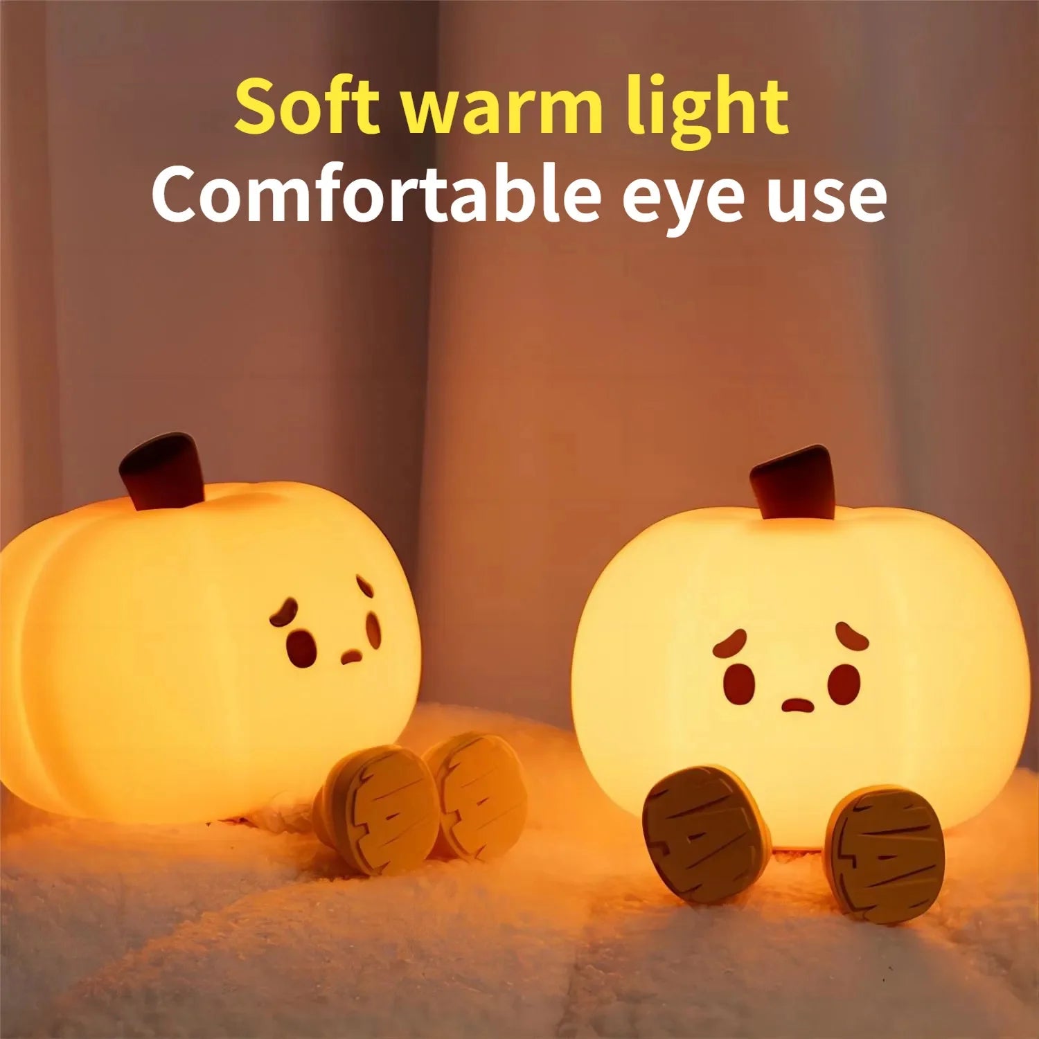 Halloween Pumpkin Night Light - Soft Silicone Touch Dimmable Rechargeable Lamp for Kids' Bedroom Decor and Holiday Decorations